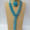 MBN 008 - Sea blue crystal beads weave necklace