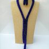 MBN 011 - Dark blue crystal beads weave necklace