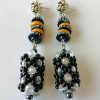 MBE 038- Ghanaian krobo bead, glass & crystal beads earrings
