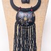 MBN 034 - Handcrafted African ebony wood & black Masai beaded necklace