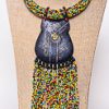 MBN 033 - Handcrafted African ebony wood & multicoloured Masai beaded necklace
