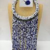 MBN 031 - Blue & white handcrafted African Masai beaded necklace