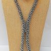 MBN 066 - Long Silver Crystal Weave Necklace