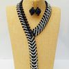 MBN 067 - Black & White Crystal Weave Necklace