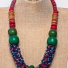 MBN 102 - African Wire-Woven Seed Bead Amber Necklace