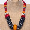 MBN 103 - African Wire-Woven Seed Bead Amber Necklace