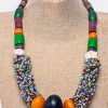 MBN 105 - African Wire-Woven Seed Bead Amber Necklace