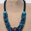 MBN 106 - African Wire-Woven Seed Bead Amber Necklace