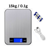 15kg / 0.1g Kitchen Weighing Scale (USB + Battery)