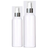 White Glossy PET Spray Bottle | White top-Silver rim cap