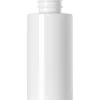 50 mL white plastic cylinder round bottle with 20-410 neck finish