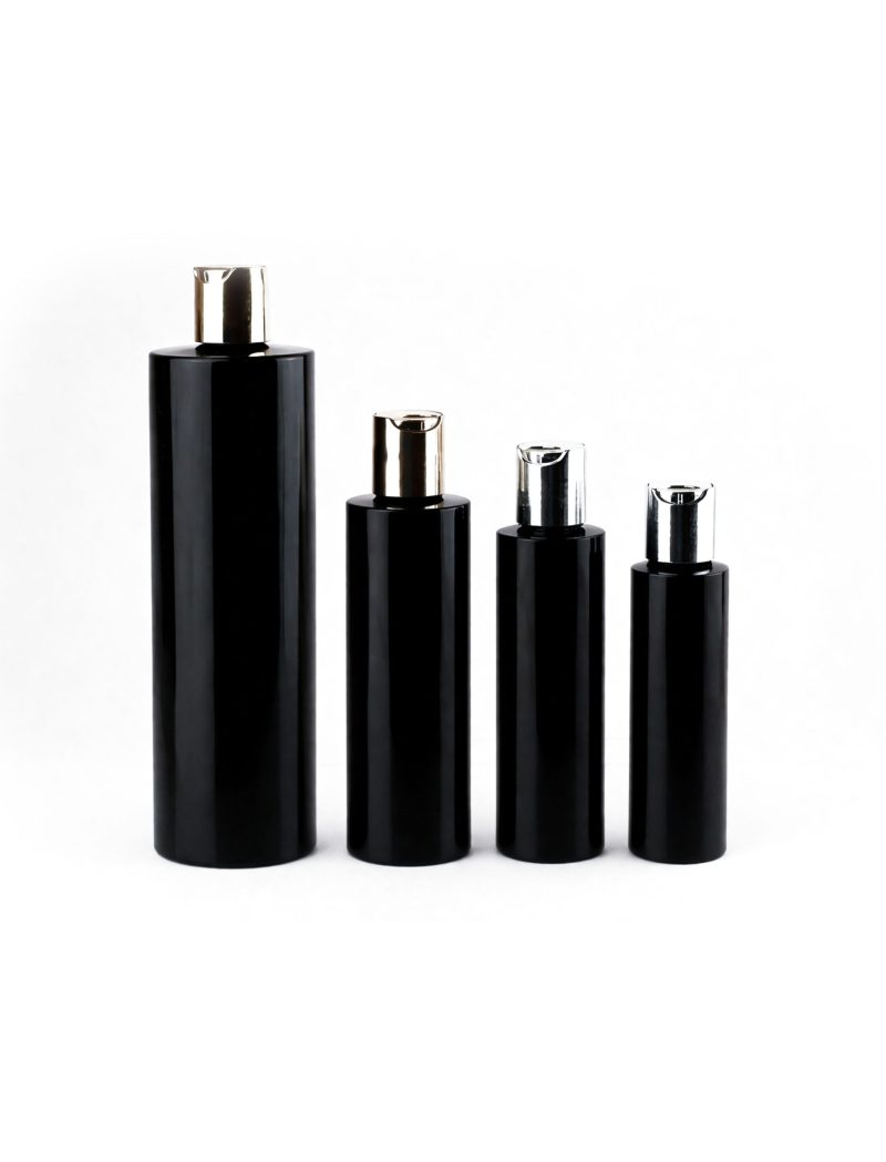 Flat Shoulder Black Cosmetic bottles