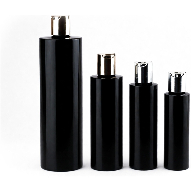 Flat Shoulder Black Cosmetic bottles