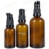 18MM RS GLOSSY AMBER GLASS DROPPER BOTTLE BLACK OIL SERUM PUMP