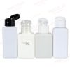 PP 20MM SS SHORT WHITE AND TRANSLUCENT SQUARE BOTTLE WITH FLIP CAP