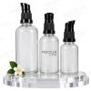 18MM RS CLEAR GLASS DROPPER BOTTLE AND BLACK SERUM PUMP
