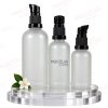 18MM RS FROSTED CLEAR GLASS DROPPER BOTTLE AND BLACK OIL SERUM PUMP